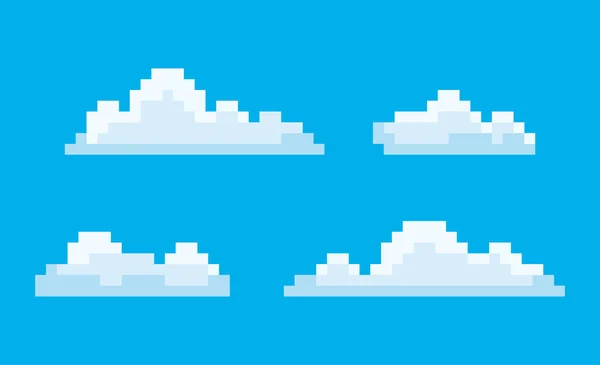 Nuvole Pixel Gioco Grafica 8 Bit Sky Smoke Vector — Vettoriale Stock