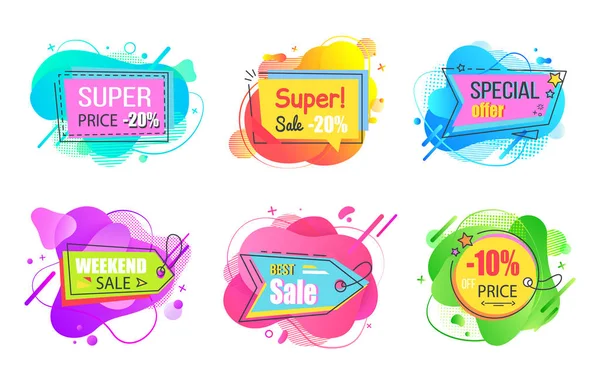 Set of Sale Labels Abstract Liquid Shapes Isolated — Stock Vector