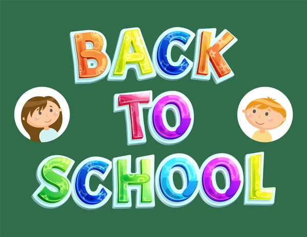 Back to School, September Again Schoolchildren — Stock Vector