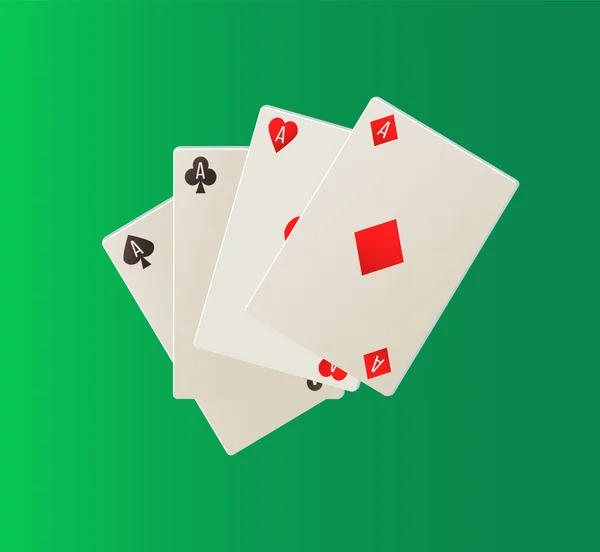 Vector de cartas, baraja de ases, iconos del juego — Vector de stock