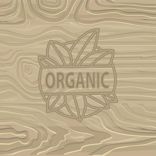 Organic Food napis na drewnianym tle. Wektor — Wektor stockowy