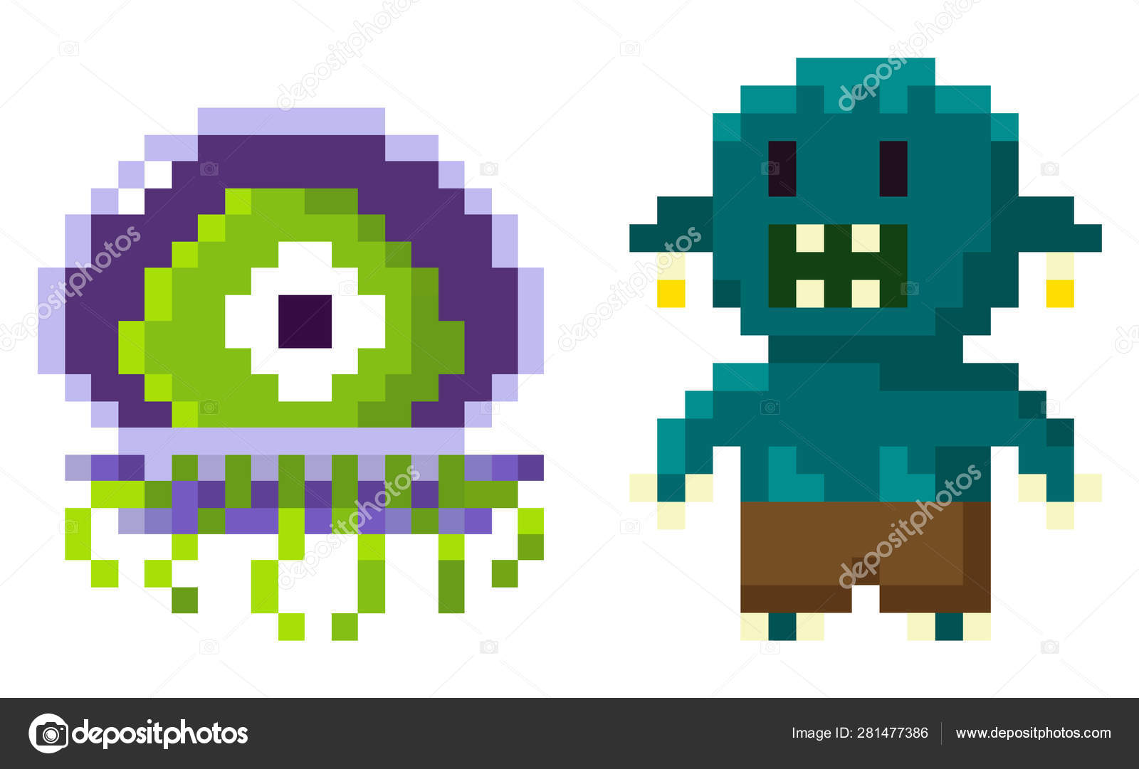 Extraterrestrial Character, Pixel Game Vector Stock Vector by ©robuart  281477386