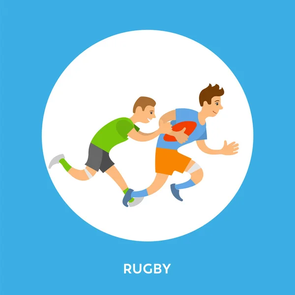 Rugby League fotboll spel ram knapp och spelare — Stock vektor