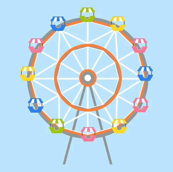 Grande roue avec beaucoup de cabines colorées isolées — Image vectorielle