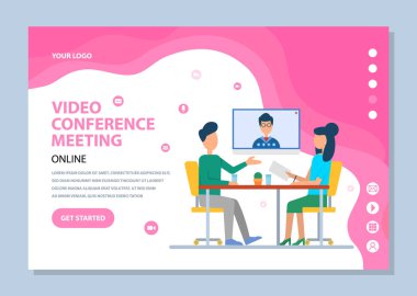 Ekrandaki Kişi, Video Konferans Web Vektörü