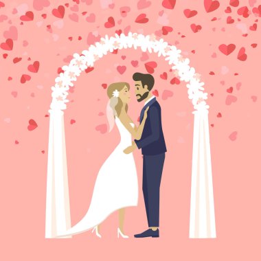 Gelin ve Damat Aşk Tabir Vektör