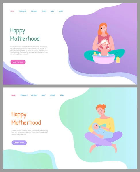 Rodič péče, šťastná mateřství, novorozený vektor — Stockový vektor