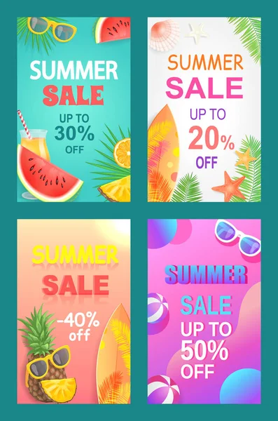 Venta de Verano Vector Banner Promoción Folleto Muestra — Archivo Imágenes Vectoriales