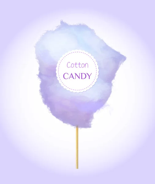 Açúcar Wadding em Floss, Cotton Candy Label Vector —  Vetores de Stock