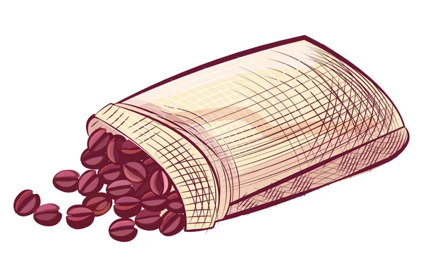 Saco de granos de café aislado. Bolsa de vectores Arabica — Vector de stock