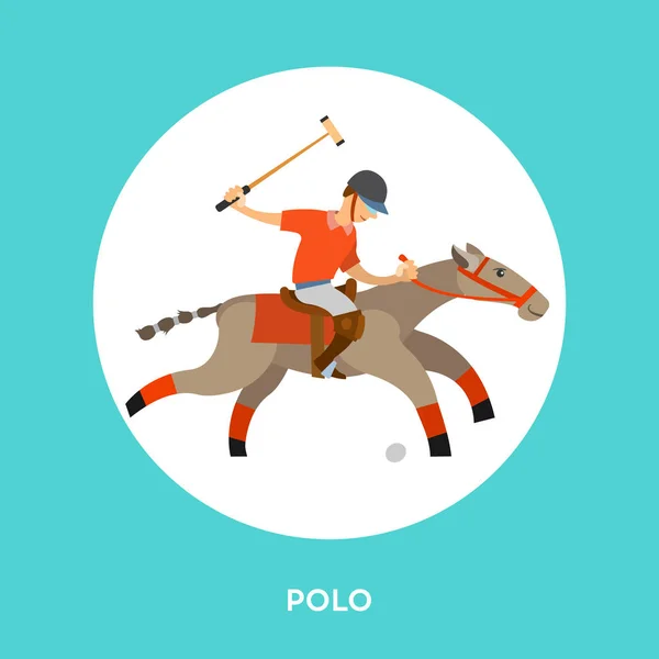 Hombre en caballo sosteniendo palo, golpeando bola en velocidad — Archivo Imágenes Vectoriales