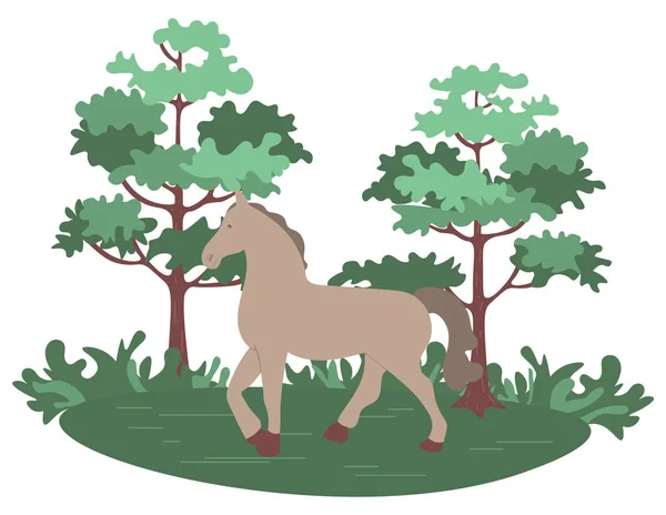 Galop d'étalons dans le parc, Cheval dans le vecteur forestier — Image vectorielle