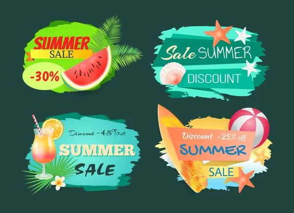 Summer Discount Sale Banner Vector Illustration — Stock Vector
