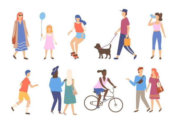 Деятельность людей на открытом воздухе, прогулки Вектор друзей
