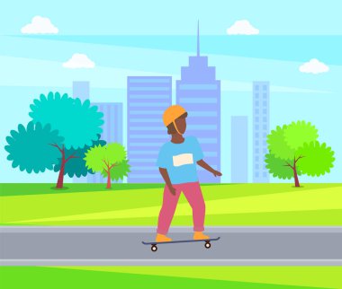 Genç karakter pateni, yaz spor aktivitesi