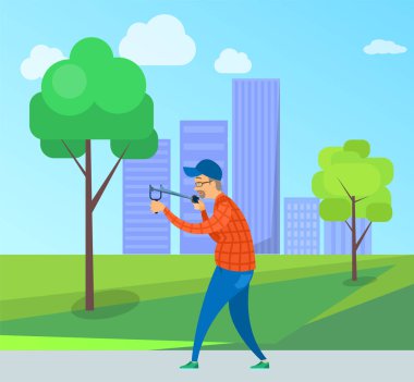 Yaşlı erkek Park vector içinde mancınık ile hedefleme