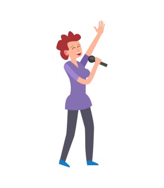 Müzik şarkıcısı, kadın germe el up kol yükseltme