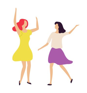 Disko parti kadınlar, clubbers gece hayatı. Vektör