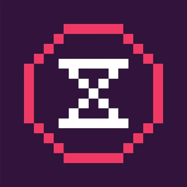 Icono del tiempo de la hora de cristal en Pixel Style Retro Game — Vector de stock