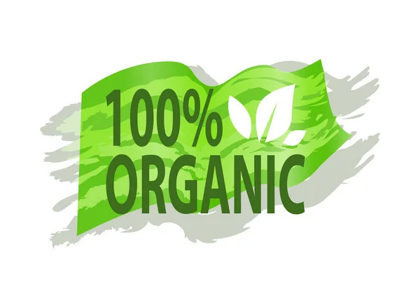 Плакат 100% органических продуктов питания, логотип вектор — стоковый вектор