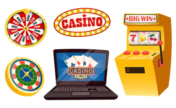 赌场玩钱,赌博游戏机 — 图库矢量图片