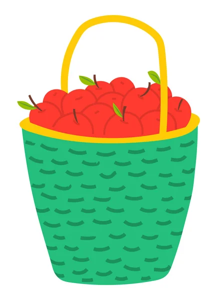 Rote Äpfel im Korb, Themenvektor Landwirtschaft — Stockvektor