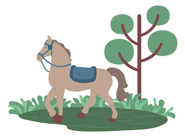 Ogier Galloping w parku, koń w lesie Vector — Wektor stockowy