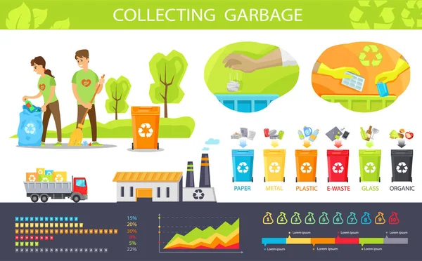Collecter les ordures, faire du bénévolat sur la nature — Image vectorielle