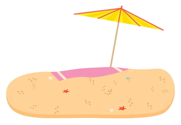 夏季海滩图标与沙滩和毛巾盖 — 图库矢量图片