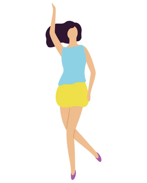 Γυναίκα που χορεύει να μεγαλώνει το χέρι, χορεύτρια ντίσκο διάνυσμα — Διανυσματικό Αρχείο