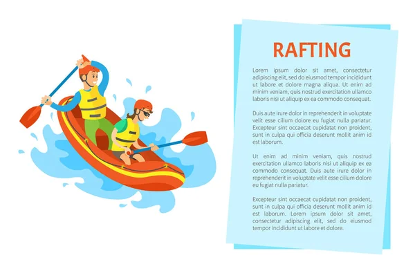 Extreme toerisme, rubber boot, rafting sport vector — Stockvector