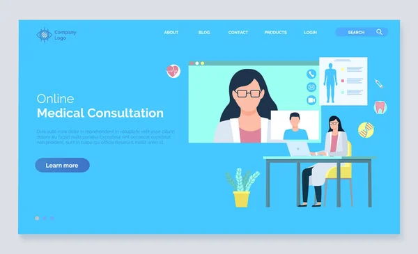 Cuidado Médico Web, Vector de Consulta de Asistencia — Archivo Imágenes Vectoriales