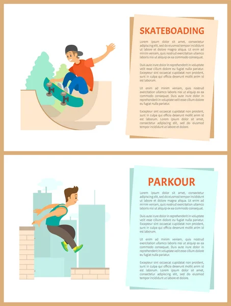 Skateboard e Parkour Hobby of Youth Poster — Vettoriale Stock