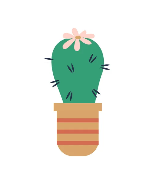 Bloeiende cactus in pot vector, plant geïsoleerd icoon — Stockvector