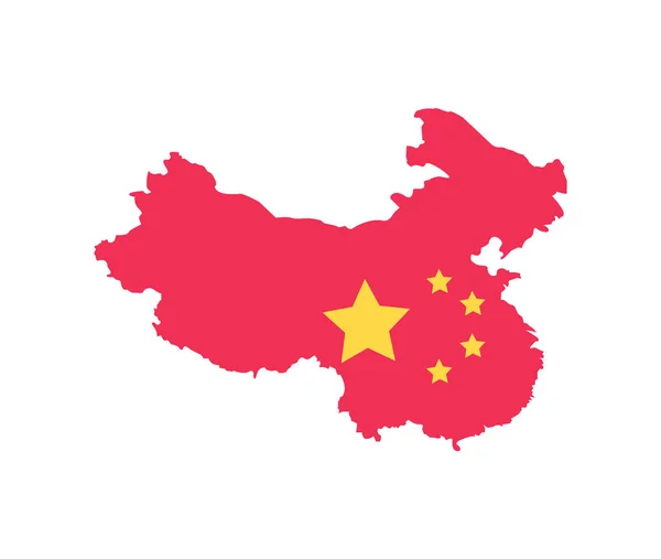 Cartography Icon, China on Map with Flag Vector — Stock Vector