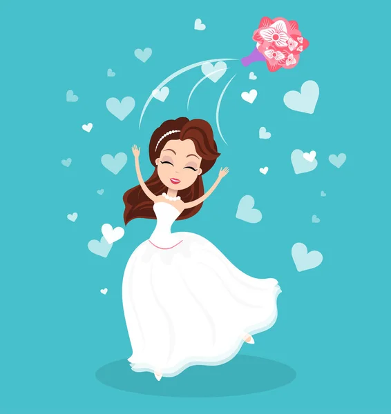 Braut wirft Blumen, Hochzeitszeremonie Vektor — Stockvektor