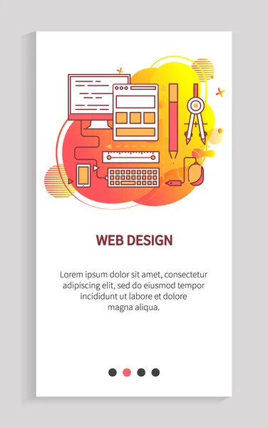 Plantilla de diseño web, Equipo de PC, Vector de página web — Archivo Imágenes Vectoriales