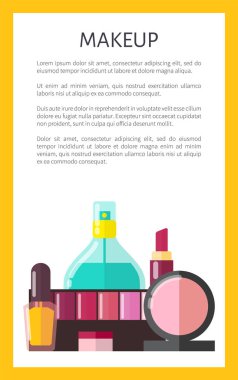 Makyaj Ürünleri Afiş Metin Vektör İllüstrasyon