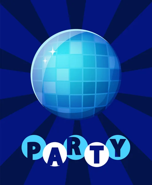 Party disco labdát és ragyogó fények a diszkóban — Stock Vector