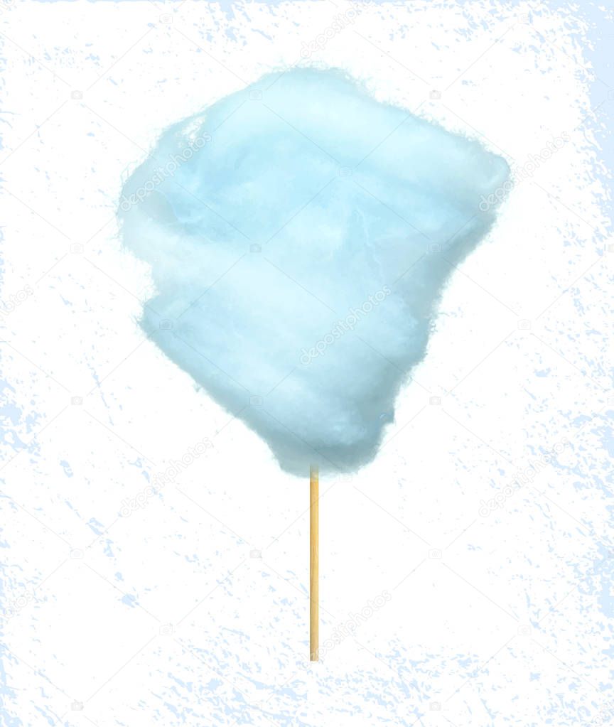 Sweet Blue Cotton Candy of Bilberry Taste Isolated