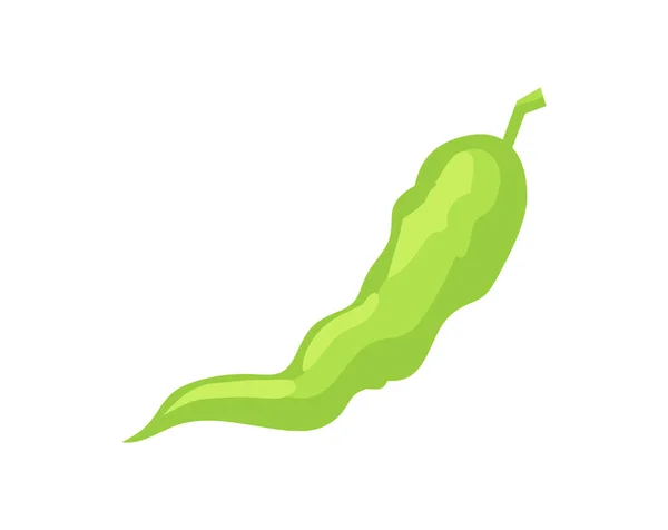 Green Chili Pepper Pod Vector Icon, Cartoon Style — Stock Vector