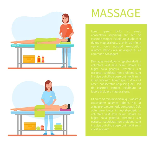 Ansikts-och buk mage massage affisch vektor — Stock vektor