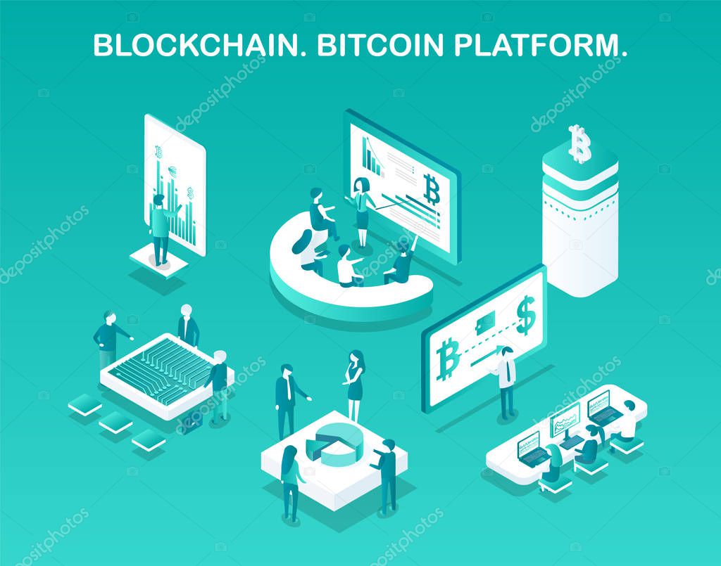Blockchain Bitcoin Platform Vector Illustration