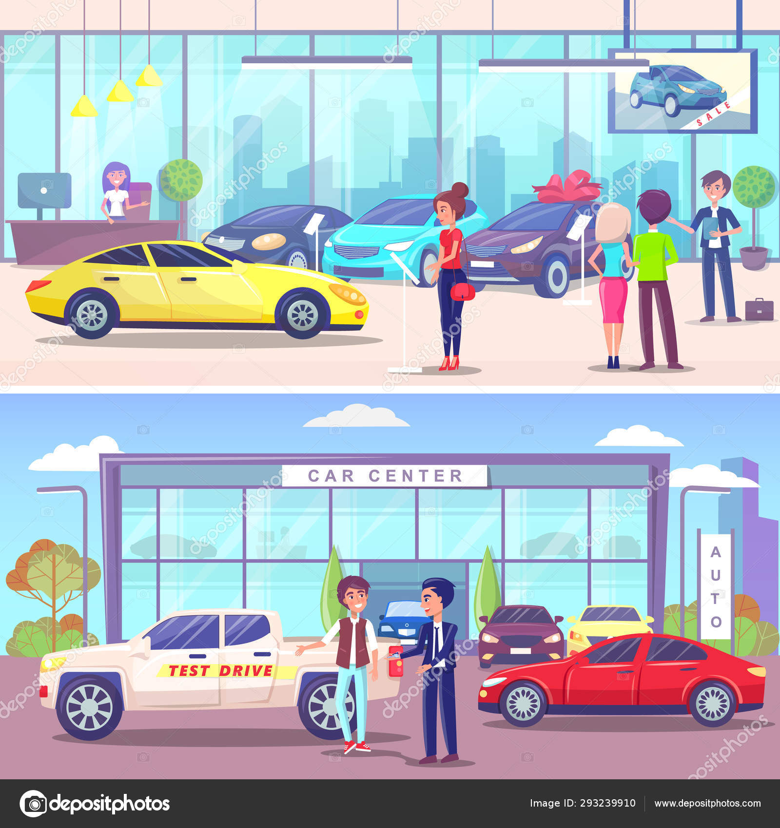 Автосалон Векторная иллюстрация