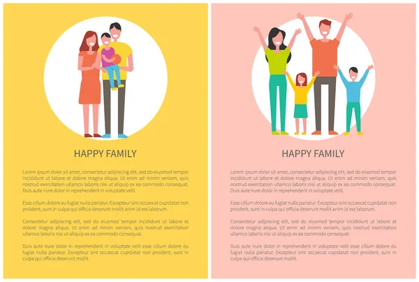 Lycklig familj tillbringa tid tillsammans. Föräldrar och barn — Stock vektor