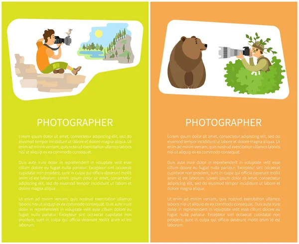 Photographers Taking Picture with Photo Equipment — Stock Vector