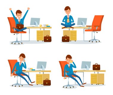 Masaya Çay İçerek İşadamı Rahatlatıcı