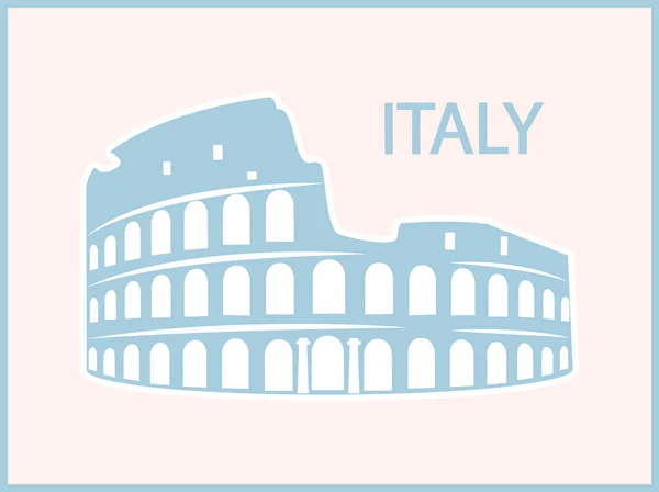 İtalya Poster Kolezyum Antik Landmark Vektör — Stok Vektör
