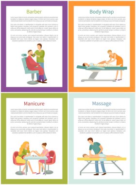 Berber ve Vücut Sarma Pedikürcü Posterler Vektör