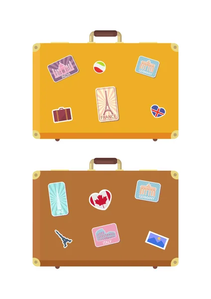 Luggage Journey Time to Travel Icons Set Vector — Stock Vector